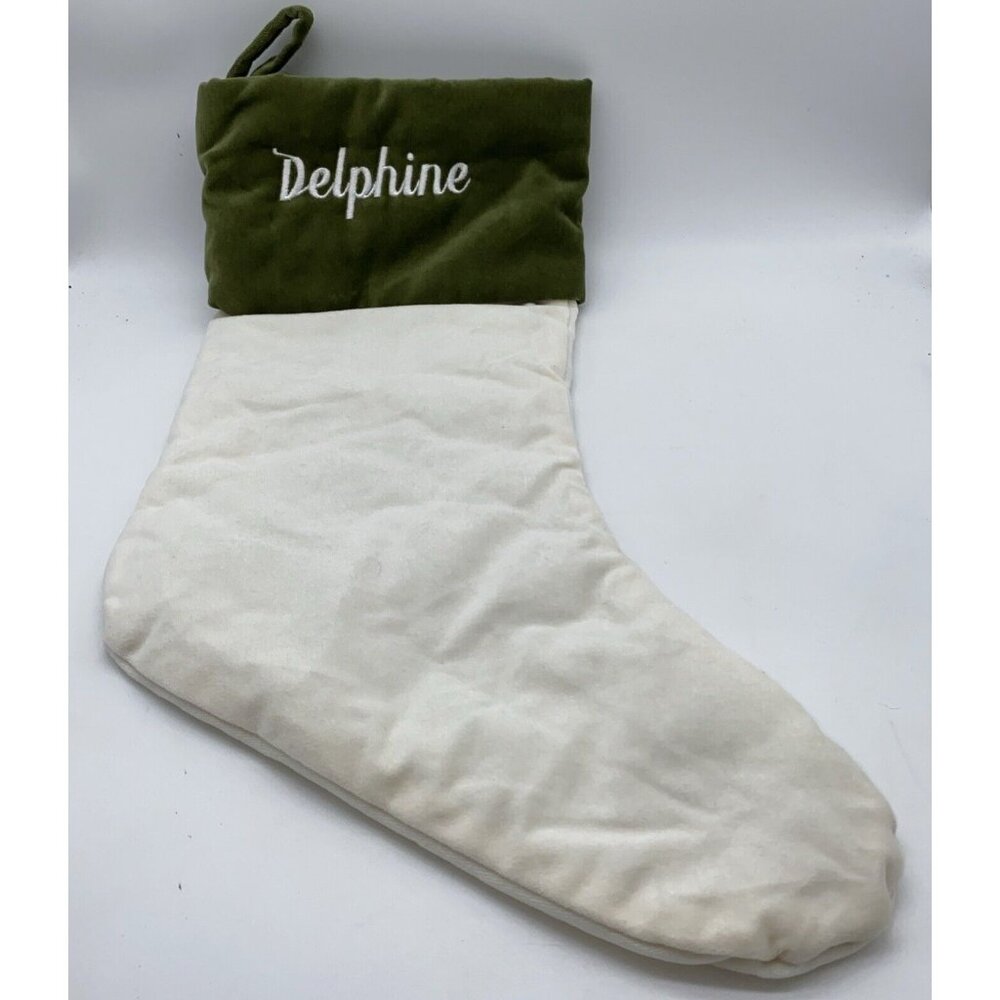 Pottery Barn Delphine Velvet Christmas Holiday Stocking Monogrammed Cream 19 in